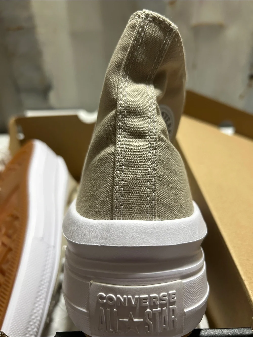 Converse High Top Sneakers in Beige and White